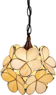 Clayre & Eef Hanglamp Tiffany 21x21x17/90 cm Beige Glas Bloem