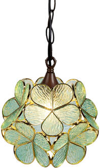 Clayre & Eef Hanglamp Tiffany 21x21x17/90 cm Groen Glas Hanglamp