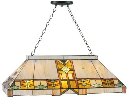 Clayre & Eef Hanglamp Tiffany 92x47x125 cm Geel Metaal Glas Rechthoek