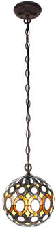 Clayre & Eef Hanglamp Tiffany Ø 20x116 cm Geel Metaal / Glas Rond