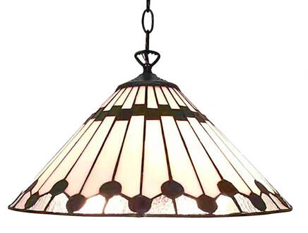 Clayre & Eef Hanglamp Tiffany Ø 40 cm Wit Bruin Glas Kunststof Rond