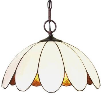 Clayre & Eef Hanglamp Tiffany Ø 46x138 cm Wit Metaal Glas Hanglamp