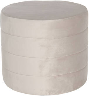 Clayre & Eef Hocker Ø 40x35 cm Beige Hout Textiel Rond Poef