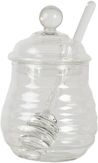 Clayre & Eef Honingpot Met Lepel 6gl2923 Ø 10*14 Cm Transparant Glas