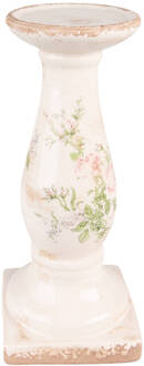 Clayre & Eef Kandelaar 30 cm Roze Beige Keramiek Bloemen