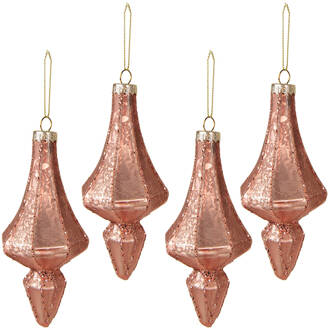 Clayre & Eef Kerstbal Set van 4 Ø 6 cm Roze Glas Kerstboomversiering