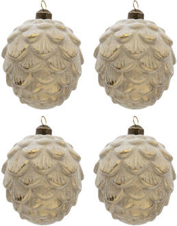 Clayre & Eef Kerstballen Set van 4 8x13 cm Grijs Glas Rond