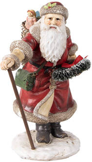 Clayre & Eef Kerstdecoratie Beeld Kerstman 20 cm Rood Polyresin