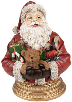 Clayre & Eef Kerstdecoratie Beeld Kerstman 29 cm Rood Polyresin