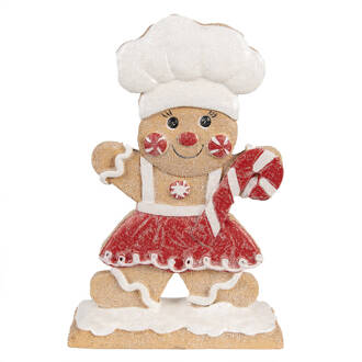 Clayre & Eef Kerstdecoratie Beeld Peperkoek pop 22 cm Bruin Polyresin