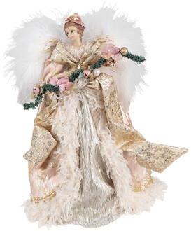 Clayre & Eef Kerstdecoratie Engel 35 cm Roze Beige Kunststof