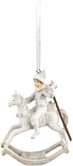 Clayre & Eef Kersthanger Hobbelpaard 20 cm Beige Kunststof