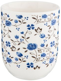 Clayre & Eef Mok - Ø 6*8 Cm / 0.1l - Blauw - Porselein - Rond - Bloemen - 6cemu0009