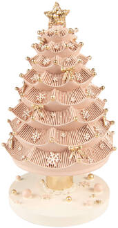 Clayre & Eef Muziekdoos Kerstboom 20 cm Roze Kunststof Kerstdecoratie