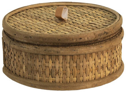 Clayre & Eef Opbergdoos Ø 15x7 cm Bruin Rotan Rond Opbergbox