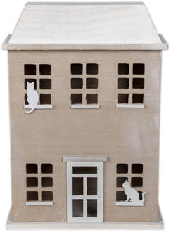 Clayre & Eef Opbergdoosje Huis 27x12x39 cm Bruin Hout Katten