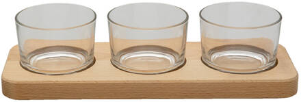 Clayre & Eef Serveerschaal 29x11x7 cm Hout Glas Presenteerschaal Transparant