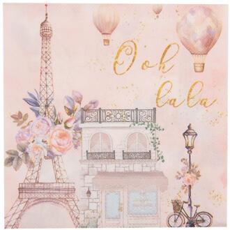 Clayre & Eef Servet Parijs roze 20 stuks