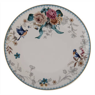 Clayre & Eef Servies Dinerbord Pirfp Ø 26*2 Cm - Wit Porselein Eetbord