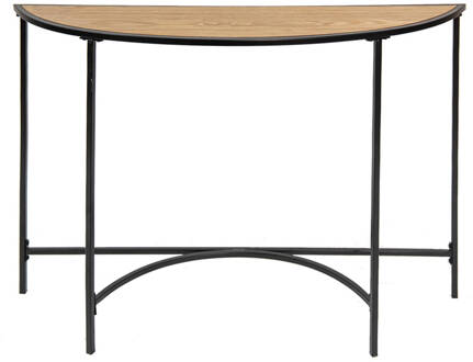 Clayre & Eef Sidetable 120x31x81 cm Zwart Bruin Ijzer Hout Halfrond