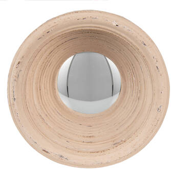 Clayre & Eef Spiegel Ø 19 cm Beige Kunststof Rond Grote Spiegel