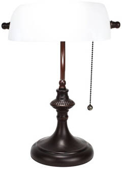 Clayre & Eef Tafellamp 26x16x38 cm Wit Metaal Glas Bureaulamp