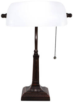 Clayre & Eef Tafellamp 26x23x42 cm Wit Metaal Glas Bureaulamp