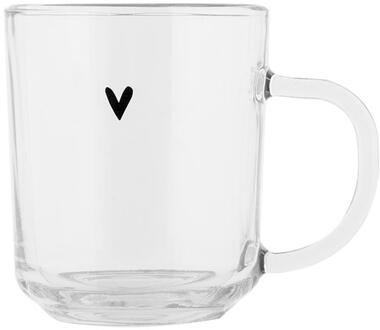 Clayre & Eef Theeglas hart 200ml transparant