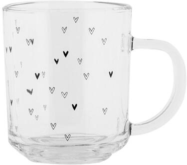 Clayre & Eef Theeglas hartjes 200ml transparant