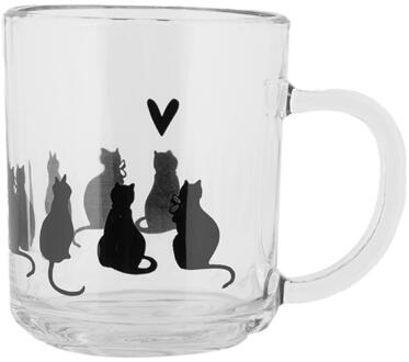 Clayre & Eef Theeglas katten 200ml transparant