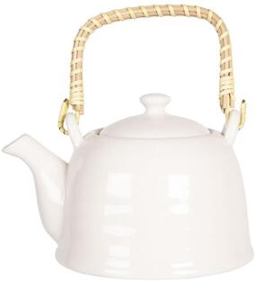 Clayre & Eef Theepot 17*12*10 Cm / 0,6l Wit Porselein 6cete0088m