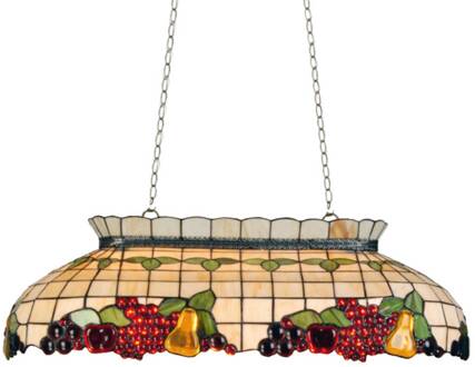 Clayre & Eef tiffany leestafel pooltafellamp fruit compleet - groen, beige, rood, geel - glas, metaal, kunststof