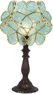 Clayre & Eef Tiffany Tafellamp 43 cm Groen Glas Bloem Tiffany