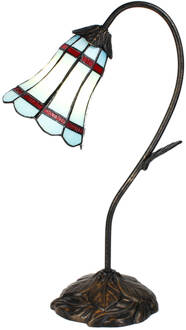 Clayre & Eef Tiffany Tafellamp 48 cm Blauw Glas Tiffany Bureaulamp