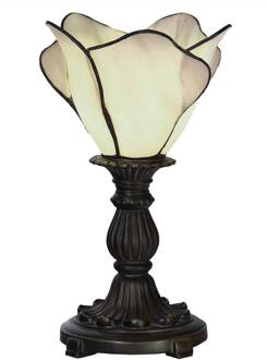 Clayre & Eef Tiffany Tafellamp Ø 20x30 cm Beige Glas Bloem Tiffany