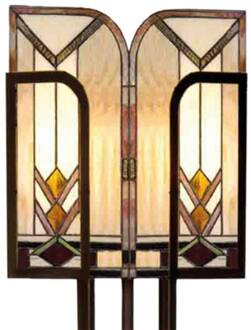 Clayre & Eef Tiffany Vloerlamp 35x182 cm Beige Bruin Glas Rechthoek