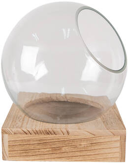 Clayre & Eef Vaas 20x20x20 cm Bruin Hout Glas Decoratie Vaas