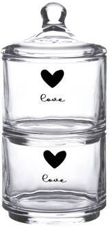 Clayre & Eef Voorraadpot Deksel Ø 10x21 cm Glas Rond Hart Love Transparant