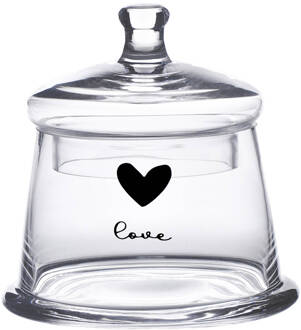 Clayre & Eef Voorraadpot Deksel Ø 12x13 cm Glas Rond Hart Love Transparant