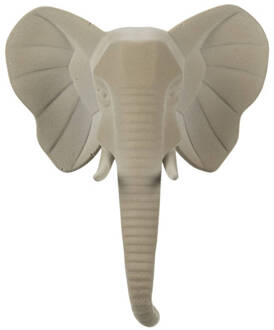 Clayre & Eef Wanddecoratie Olifant 17x8x21 cm Beige Kunststof