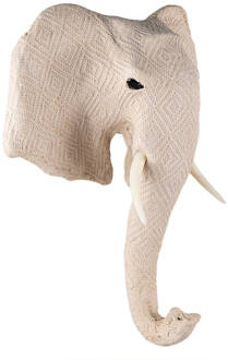 Clayre & Eef Wanddecoratie Olifant 47 cm Beige Papier Ijzer Textiel