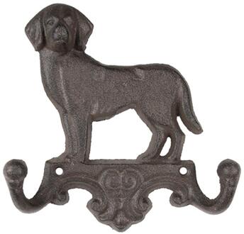 Clayre & Eef Wandkapstok hond 16x4x16cm zwart