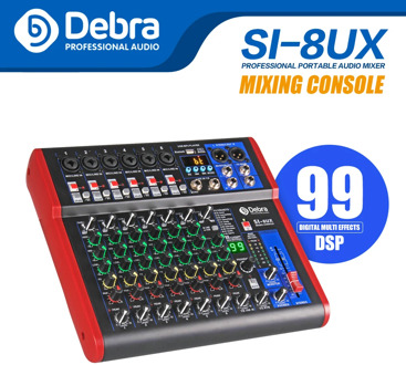 Clean Sound! Debra Audio Pro 8 Channel USB Mixer Audio With 99 DSP Digital Effects For DJ Mixer Console Karaoke Recording Studio