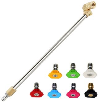 Cleaner Attachment, Hogedrukreiniger Extension Wand Met Pivoting Koppeling, 7 Nozzle Tips,1/4 Inch Quick Connect,17 Inch