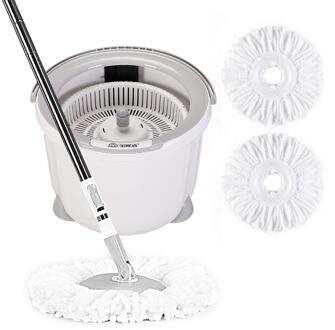 Cleanhome 360 Spin Verstelbare Vloer Mop Met Emmer 2 Stuks Microfiber Pads Verlengde Handvat Voor Hardhout Schoonmaken