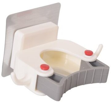 Cleaning Tools Houder Thuis Mop Clip Mop Haken Geen Spoor Mop Houder Badkamer Rack Huishoudelijke Organizer Keuken Muursticker Rack 1stk wit