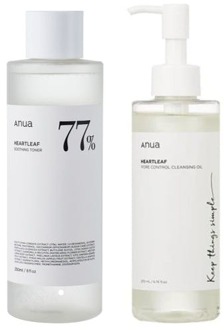 Cleanser Anua Heartleaf 77% Soothing Toner & Heartleaf Pore Control Cleansing Oil 200 ml + 250 ml
