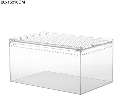 Clear Acryl Reptiel Voerbox Multipurpose Terrarium Voor Insect Vogelspinnen Amfibieën Rupsen Reptiel Fokkerij Doos 20x15x10CM