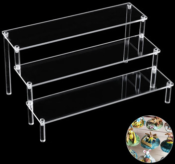 Clear Acrylic Three Stair Craft Display Stand Story Doll Jewelry Cosmetics Display Stand Rack With Screwdriver