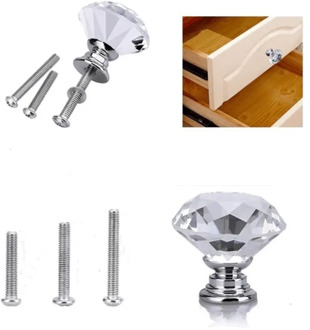 Clear Crystal Door Knob Glass Cabinet Handle Furniture Kitchen Decor